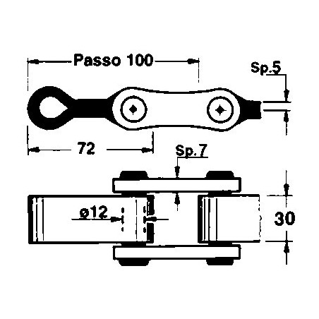 Catena a piastra passo 100