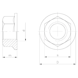 PLAIN FLANGE NUT DIN6923 - M6 - 14.2 MM FLANGE