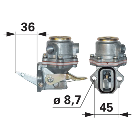POMPE D'ALIMENTATION GASOIL 2 TROUS - FIAT - FORD - CASE - NEW HOLLAND POMPE D'ALIMENTATION GASOIL 2 TROUS - FIAT - FORD - CASE - NEW HOLLAND