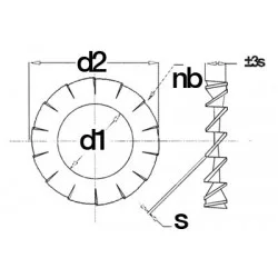 LOT DE 10 RONDELLES EVENTAILS ZINGUE - DIN 6798A M12
