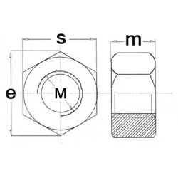 LOT DE 5 ECROUS HEXAGONAUX ZINGUE 8.8 - DIN 934 M24 