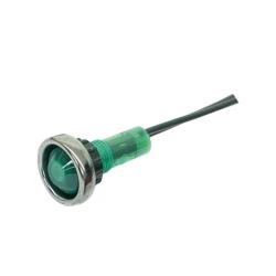 LAMPE TEMOIN LED 12 VOLTS  VERTE DIAM FIXATION 6.3 MM - TETE 10 MM 