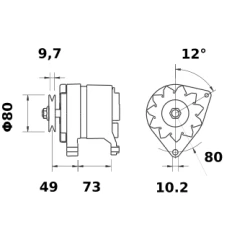 ALTERNATEUR 14V 33A ISKRA LETRIKA MALHE IA0037 - MG123 
