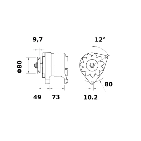 ALTERNATEUR 14V 33A ISKRA LETRIKA MALHE IA0037 - MG123 ALTERNATEUR 14V 33A ISKRA LETRIKA MALHE IA0037 - MG123
