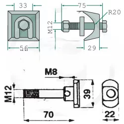 VIS M12 X 72 MM - FIXATION DENT DE FANEUSE KRONE 
