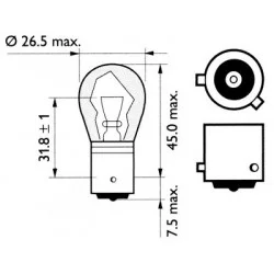 AMPOULE SPHERIQUE 12V / 21W ORANGE 