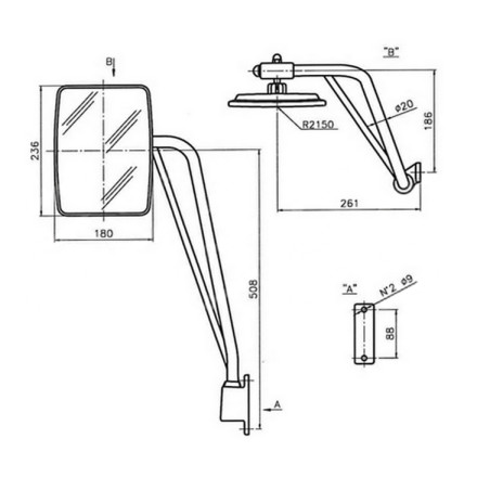 COMPLETE RIGHT MIRROR ARM FOR LANDINI
