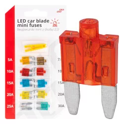 LOT DE 10 MINI FUSIBLES A FICHE PLATE AVEC INDICATEUR LED 