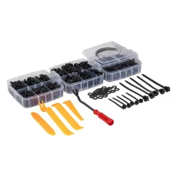 ASSORTIMENT D'AGRAFES PLASTIQUE POUR CARROSSERIE INTERIEUR & EXTERIEUR AVEC OUTILS 