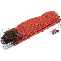 FILET DE CLOTURE ELECTRIFIABLE POUR MOUTONS ET CHEVRES 50 M X 90 CM – PIQUETS SIMPLE POINTE – HAUTE CONDUCTIVITE ET RESISTANCE U