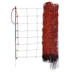 FILET DE CLÔTURE ÉLECTRIFIABLE RENFORCÉ 50 M – HAUTEUR 90 CM – 7 FILS HORIZONTAUX – PIQUETS PVC SIMPLE POINTE – HAUTE CONDUCTIVI