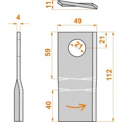 COUTEAU DROIT POUR FAUCHEUSE POTTINGER  - 434970 