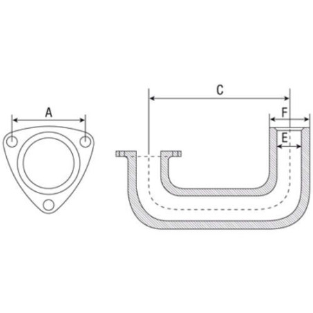 Codo de escape para massey ferguson 897913m1 165, 175, 175s, 178,