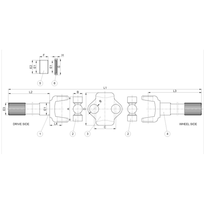 DEMI ARBRE DE PONT AVANT COMPLET L 1026MM POUR TELESCOPIQUE JOHN DEERE demi-arbre-de-pont-avant-complet-l-1026mm-pour-telescopique-john-deere