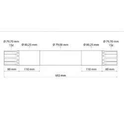 ARBRE DE RELEVAGE SUPERIEUR 600 MM – 15 CANNELURES