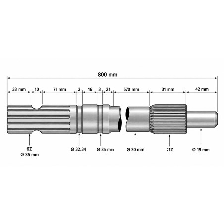 Eixo de tomada de força L38806 540 rpm | CAM AGRI