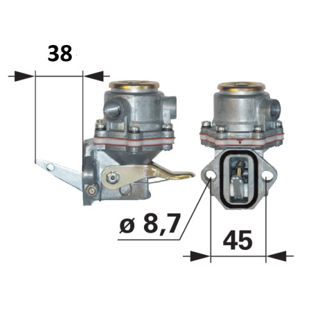 POMPE D'ALIMENTATION 2 TROUS 4557883 4609596, 4667509, 4709282, 4740717, 4756678, 4757883, POUR FIAT