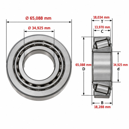 Cuscinetto interno JD8194 da 35 x 65 mm | CAM AGRI