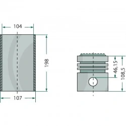 KIT CAMISA COMPLETA PISTON FIAT IVECO 8035.05 - 8045.05 - 8055.05 - 8065.05