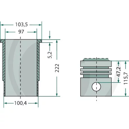 COMPLETE PISTON SHIRT KIT MERCEDES BENZ OM314 - OM341 - OM352 - OM353 - OM394