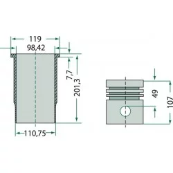 CASE COMPLETE PISTON LINER KIT D155 - D206 - D310