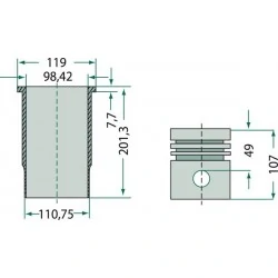 KIT CHEMISE PISTON COMPLET CASE D155 - D206 - D310