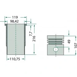 KIT CHEMISE PISTON COMPLET CASE D179 - D239 - D358