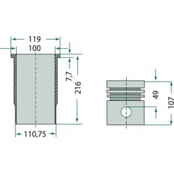 CASE D268 COMPLETE PISTON LINER KIT