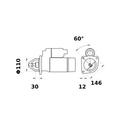 DEMARREUR ISKRA 12V 3KW DEMARREUR ISKRA 12V 3KW