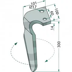 DENT DE HERSE ROTATIVE DROITE