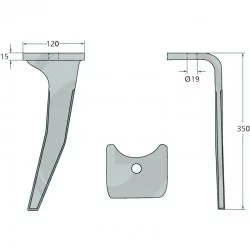 DENT DE HERSE ROTATIVE DROITE