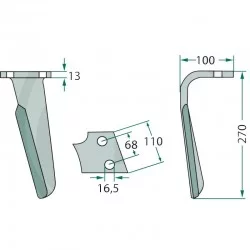 DENTE DE GRADE ROTATIVO RETO