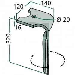 DENT DE HERSE ROTATIVE DROITE