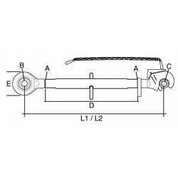 PUSH BAR CATEGORY 3 / 2-3 ( 665 - 925 MM ) BALL JOINT / QUICK HOOK - HEAVY MODEL