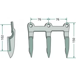 DEDO TRIPLO PARA JOHN DEERE