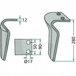 DENT DE HERSE ROTATIVE DROITE