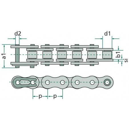 CHAINE A ROULEAUX 10 B-1 CHAINE A ROULEAUX 10 B-1