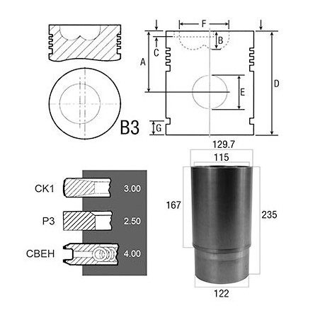 KIT COMPLETO CAMICIA PISTONE FIAT IVECO 8325-25