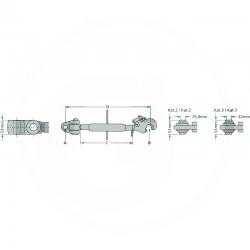 PUSH BAR M36 X 3 - L630 / 870 - CATEGORIA 2/3