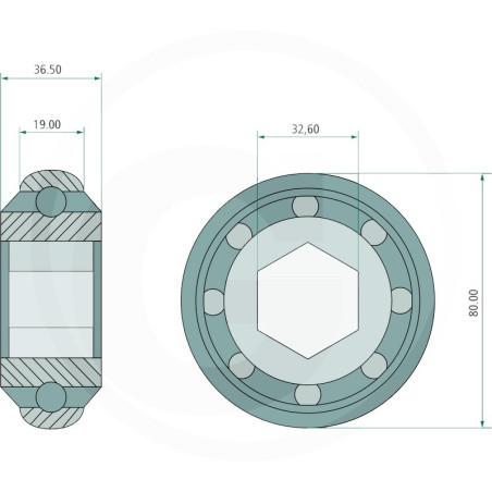 ROLAMENTO DE ESFERA HEXAGONAL PARA JOHN DEERE - AE46606