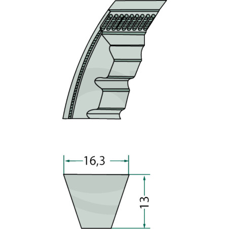 COURROIE TRAPEZOIDALE CRANTEE - XPB1250