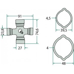 WIDE ANGLE GIMBAL ON BOTH SIDES L1210 MM F238