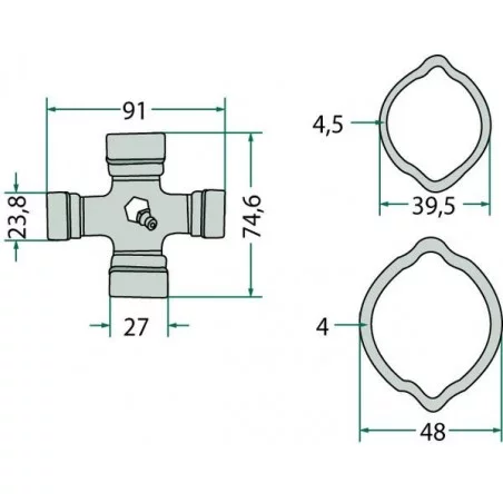 GIMBAL GRAN ANGULAR EN AMBOS LADOS L1210 MM F238