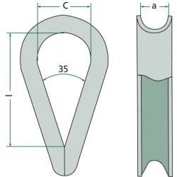 COSSE COEUR POUR CABLE  Ø 10 MM
