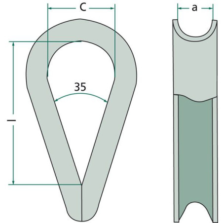 HEART TERMINAL FOR CABLE Ø 10 MM