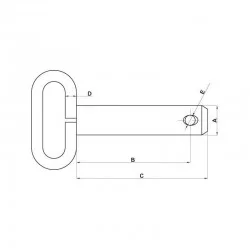Broche d'attelage à poignée fixe pour tracteur diamètre 28 mm longueur 177 mm