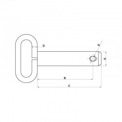 Perno attacco con maniglia fissa per trattore diametro 28 mm lunghezza 177 mm